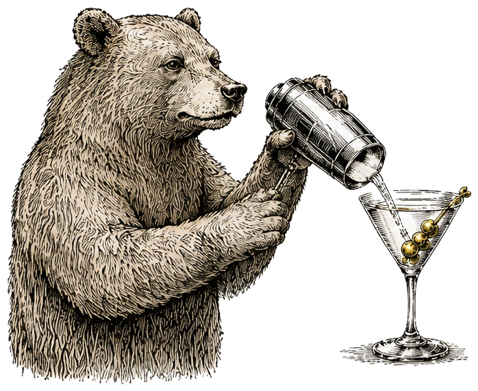 The Forager bear gathering for Ocean Gin